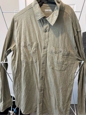 COOL Men's Casual Button-Down Shirt in Olive Green